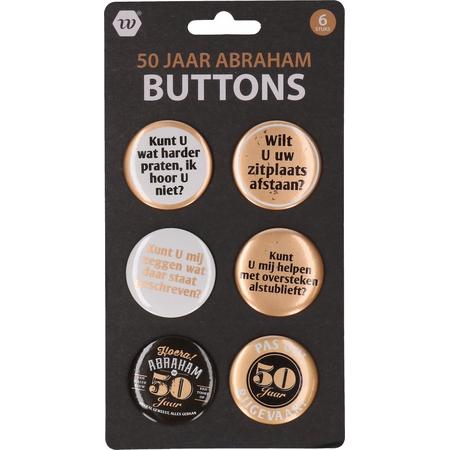 Abraham buttons | 6 stuks | 50 jaar | Verjaardag Abraham | Decoratie | Versiering